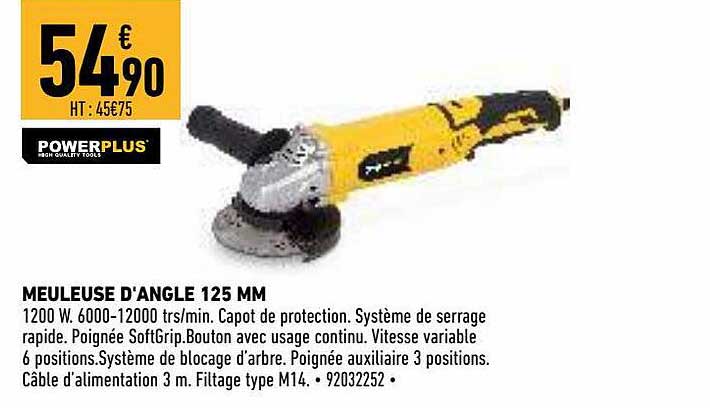 Meuleuse D'angle 125 Mm Powerplus