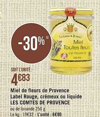 miel de fleurs de provence label rouge, crémeux ou liquide les comtes de provence