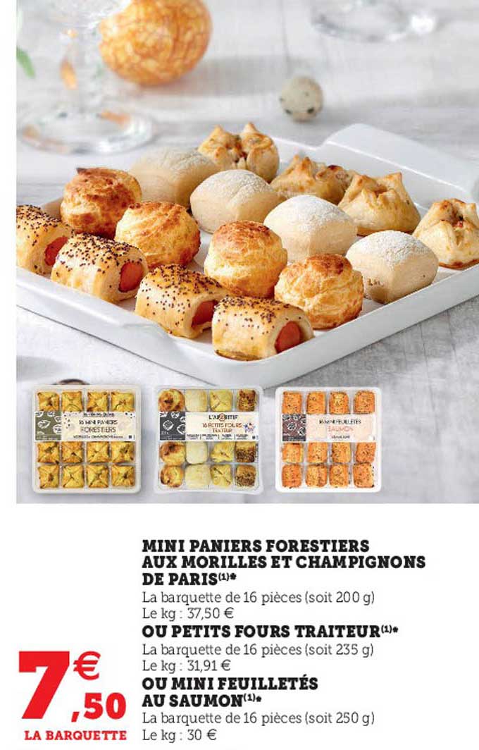 Mini Paniers Forestiers Aux Morilles Et Champignons De Paris Ou Petits Fours Traiteur Ou Mini Feuilletés Au Saumon