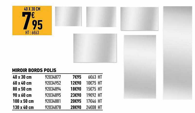 miroir bords polis