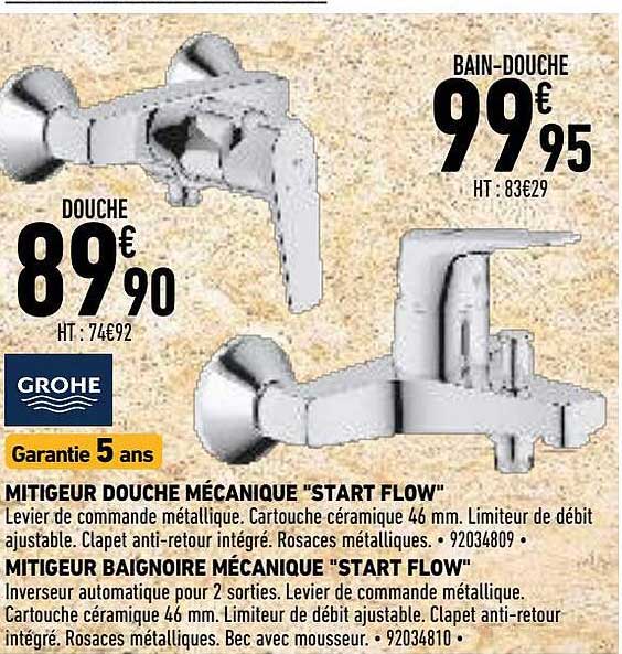 Mitigeur Douche Mécanique  "start Flow", Mitigeur Baignoire Mécanique "start Flow"