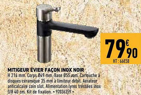 mitigeur évier façon inox noir