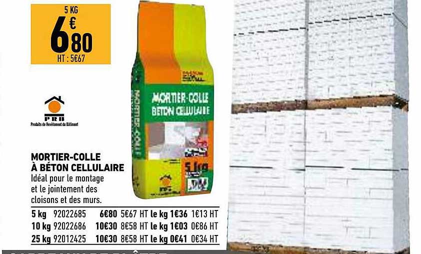 mortier - colle à béton cellulaire