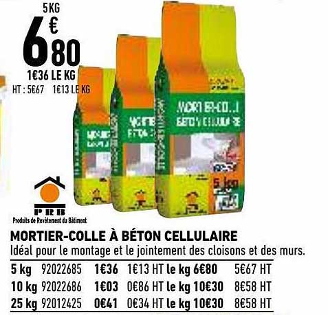 mortier-colle à béton cellulaire