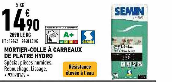 mortier-colle à carreaux de plâtre hydro semin