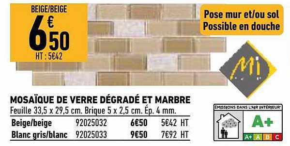 Mosaïque De Verre Dégradé Et Marbre