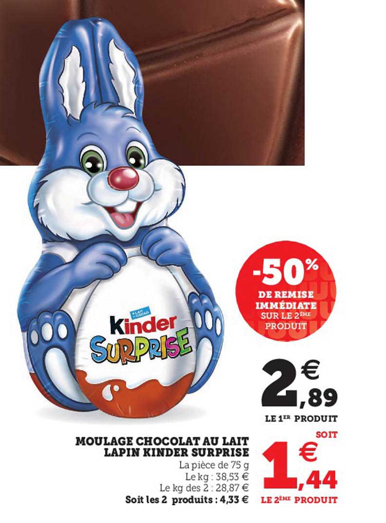 Moulage Chocolat Au Lait Lapin Kinder Surprise