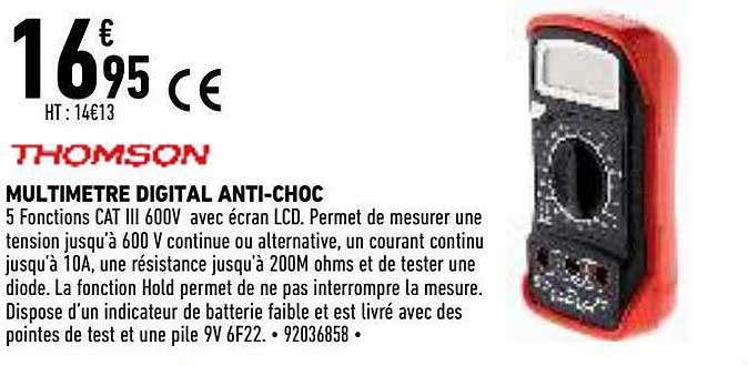 multimètre digital anti-choc thomson