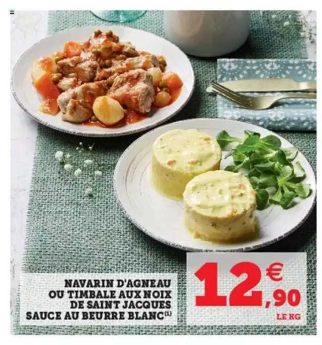 navarin d'agneau ou tombale aux noix de saint jacques sauce au beurre blanc