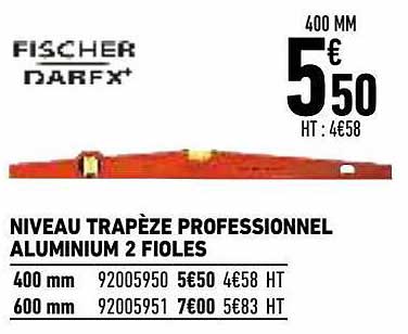 niveau trapèze professionnel aluminium 2 fioles