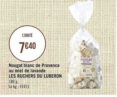 nougat blanc de provence au miel de lavande les ruchers du luberon