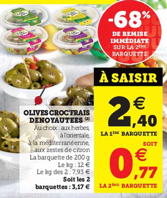 Olives Croc'frais Dénoyautées