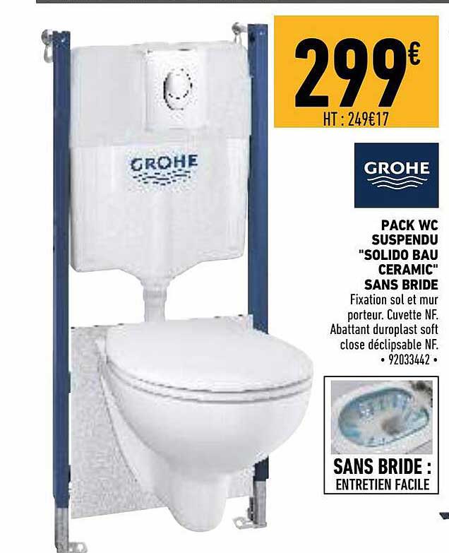 pack wc suspendu "solido bau ceramic" sans bride