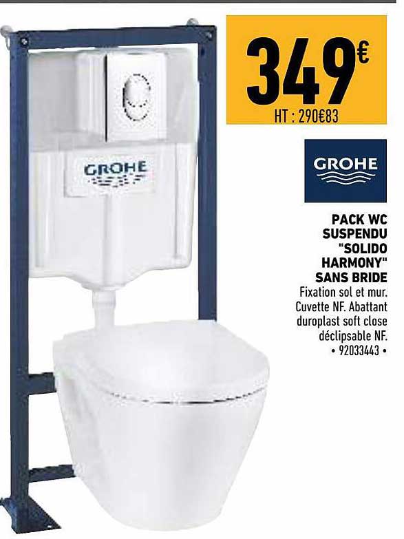 pack wc suspendu "solido harmony" sans bride grohe