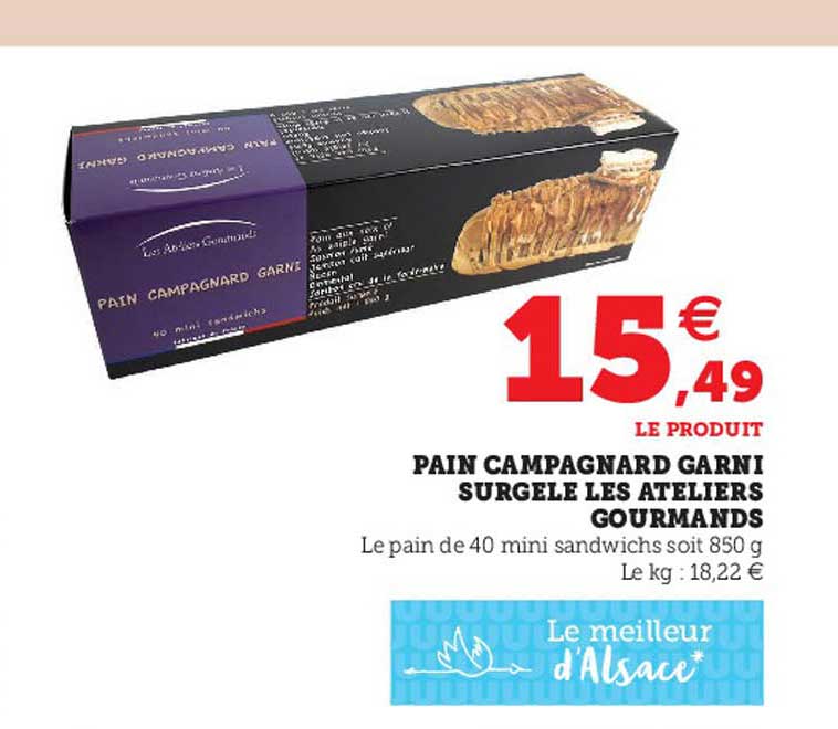 pain campagnard garni surgelé les ateliers gourmands