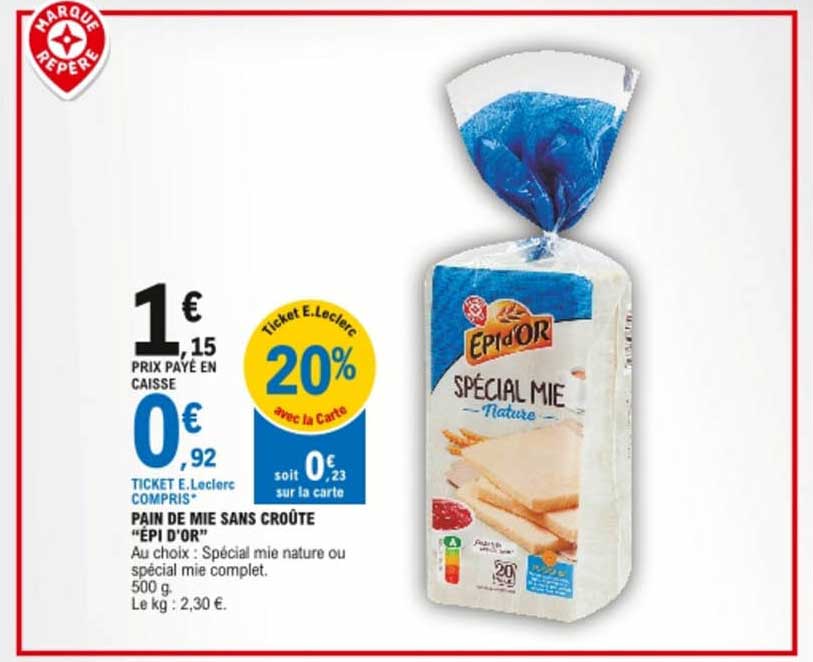 pain de mie sans croûte "épi d'or"