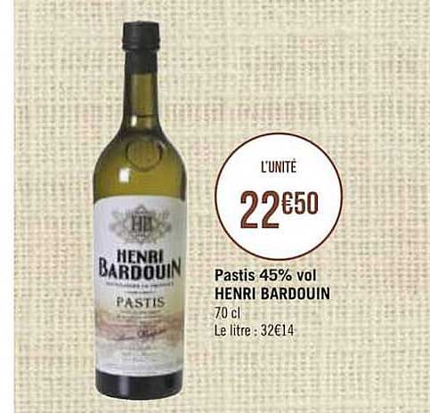 pastis 45% vol. henri bardouin