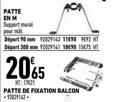 patte en m, patte de fixation balcon