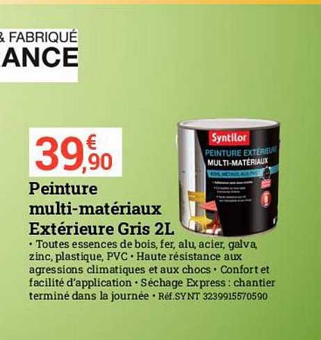 peinture multi-matériaux extérieure gris 2l