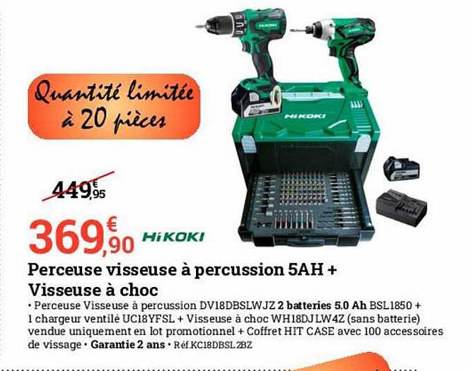 perceuse visseuse à percussion 5ah + visseuse à choc hikoki