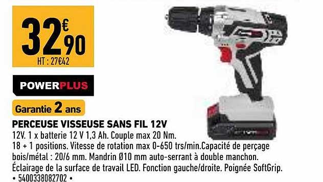 Perceuse Visseuse Sans Fil 12 V Powerplus