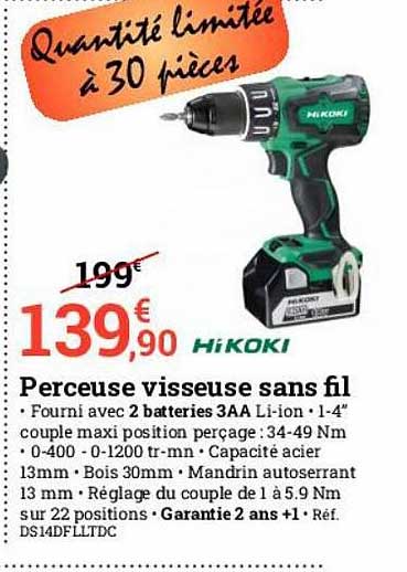 perceuse visseuse sans fil hikoki