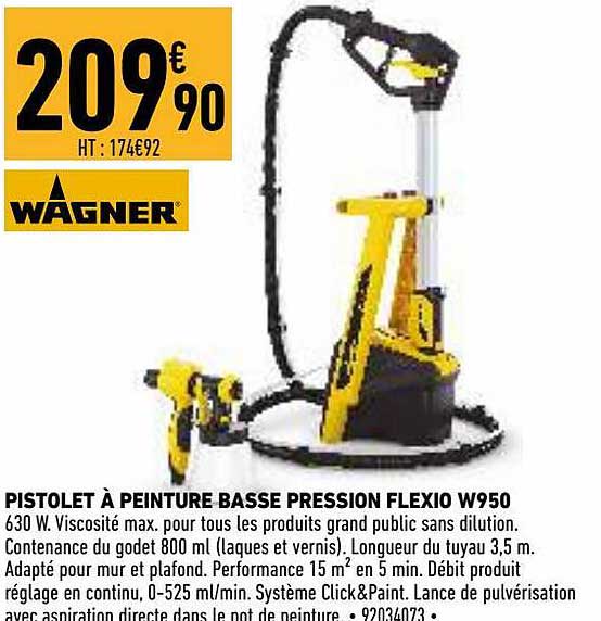 pistolet à peinture basse pression flexio w950 wagner