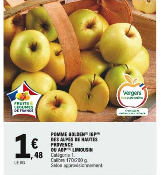 pomme golden igp des alpes de hautes provence ou aop limousin