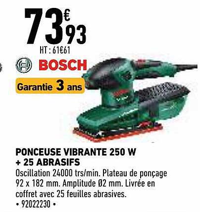 ponceuse vibrante 250 w + 25 abrasifs bosch