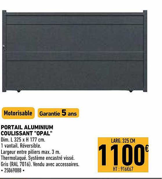 portail aluminium coulissant "opal"