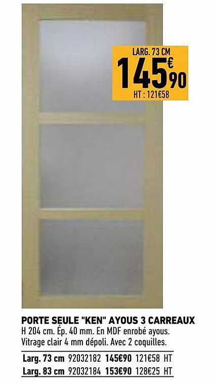 porte seule "ken" ayous 3 carreaux