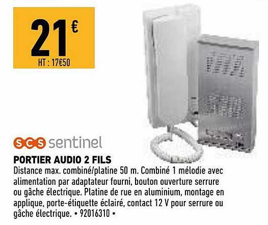 Portier Audio 2 Fils Scs Sentinel