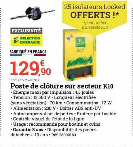 poste de clôture sur secteur k10