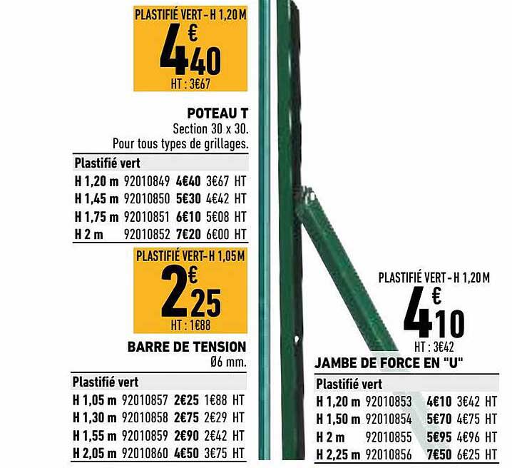 poteau t, barre de tension jambe de force en "u"