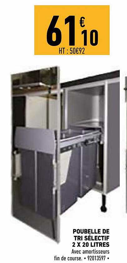 poubelle de tri sélectif 2 x 20 litres