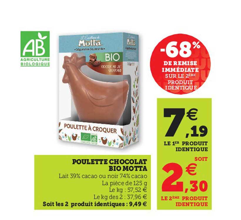 poulette chocolat bio motta