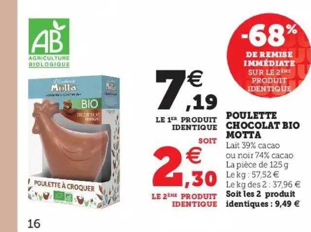poulette chocolat bio motta