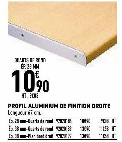 profil aluminium de finition droite