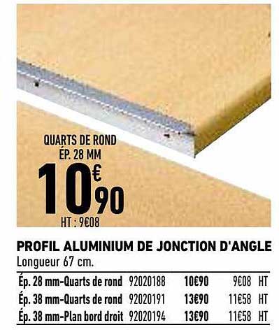 profil aluminium de jonction d'angle