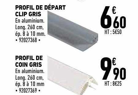 profil de départ clip gris, profil de coin gris