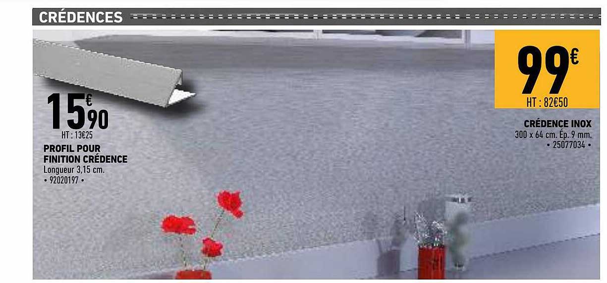 profil pour finition crédence, crédence inox