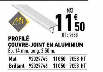 profilé couvre-joint en aluminium