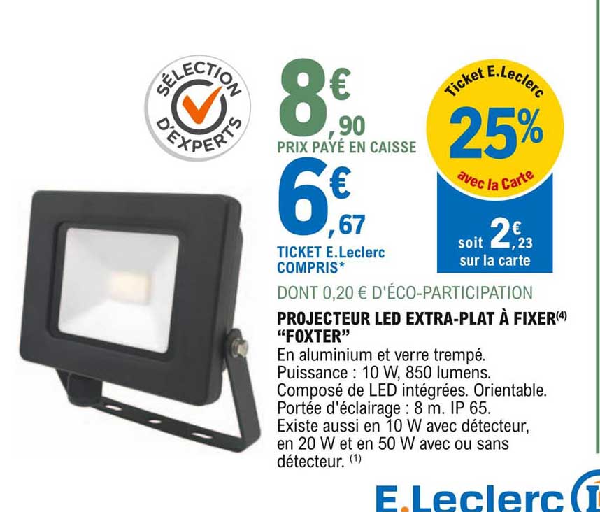 projecteur led extra-plat à fixer "foxter"