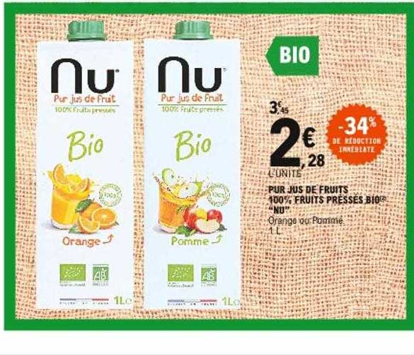pur jus de fruits 100% fruits pressés bio "nu"