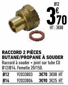 raccord 2 pièces butane - propane à souder