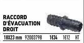 raccord d'évacuation droit