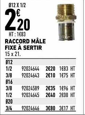 Raccord Mâle Fixe à Sertir