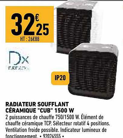 radiateur soufflant céramique "cub" 1500 w