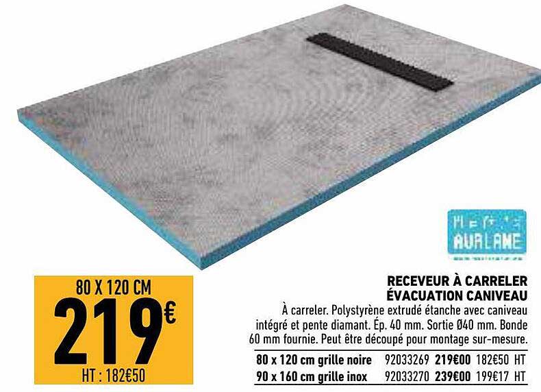 receveur à carreler évacuation caniveau