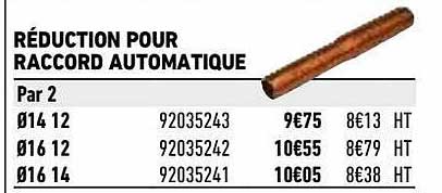 Réduction Pour Raccord Automatique